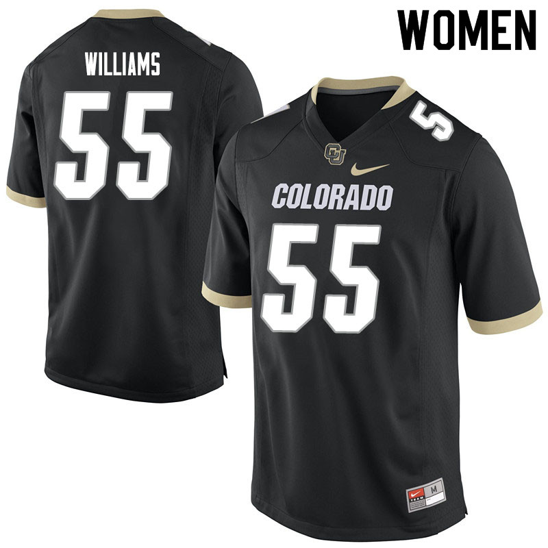 Women #55 Austin Williams Colorado Buffaloes College Football Jerseys Sale-Black - Click Image to Close